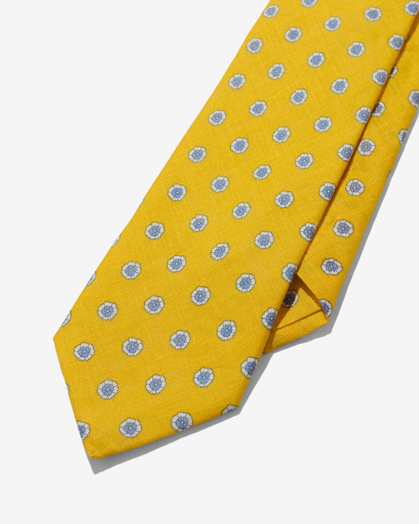 Noah - Linen Flower Print Necktie - Detail