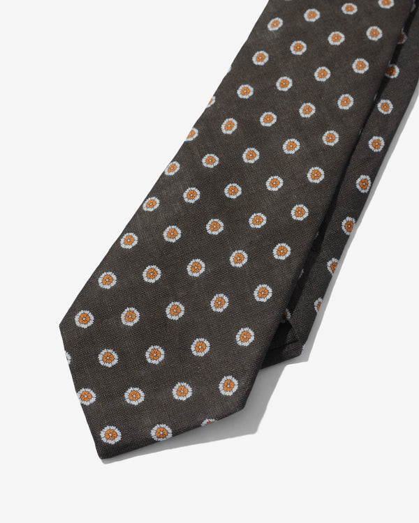 Noah - Linen Flower Print Necktie - Detail