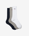 Noah - Core Logo Sock 3-Pack - White / Heather Grey / Navy - Swatch