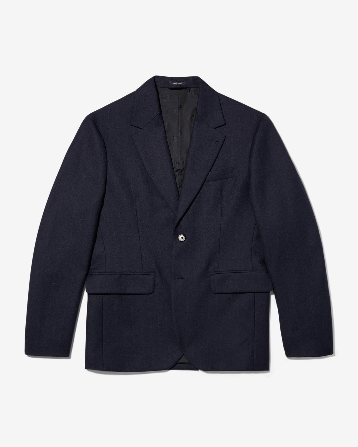 Single-Breasted Chalk Stripe Wool Jacket