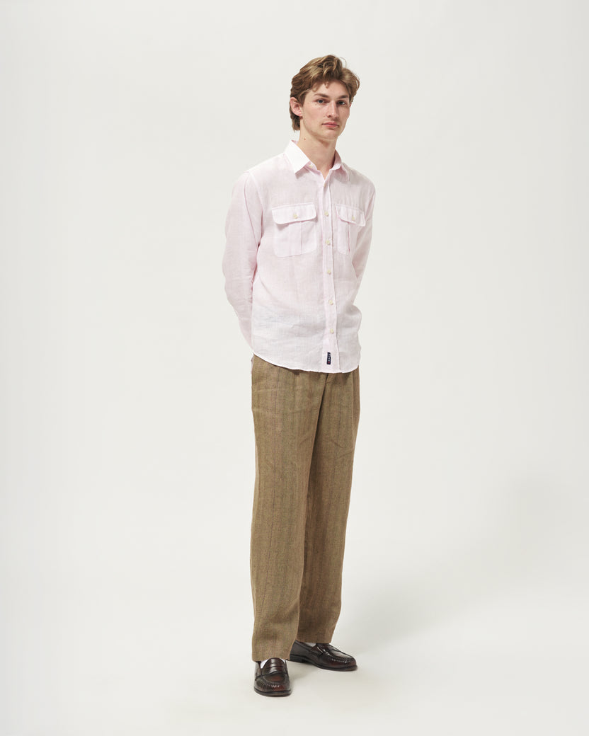 NOAH - Men's Classic White Linen Shirt