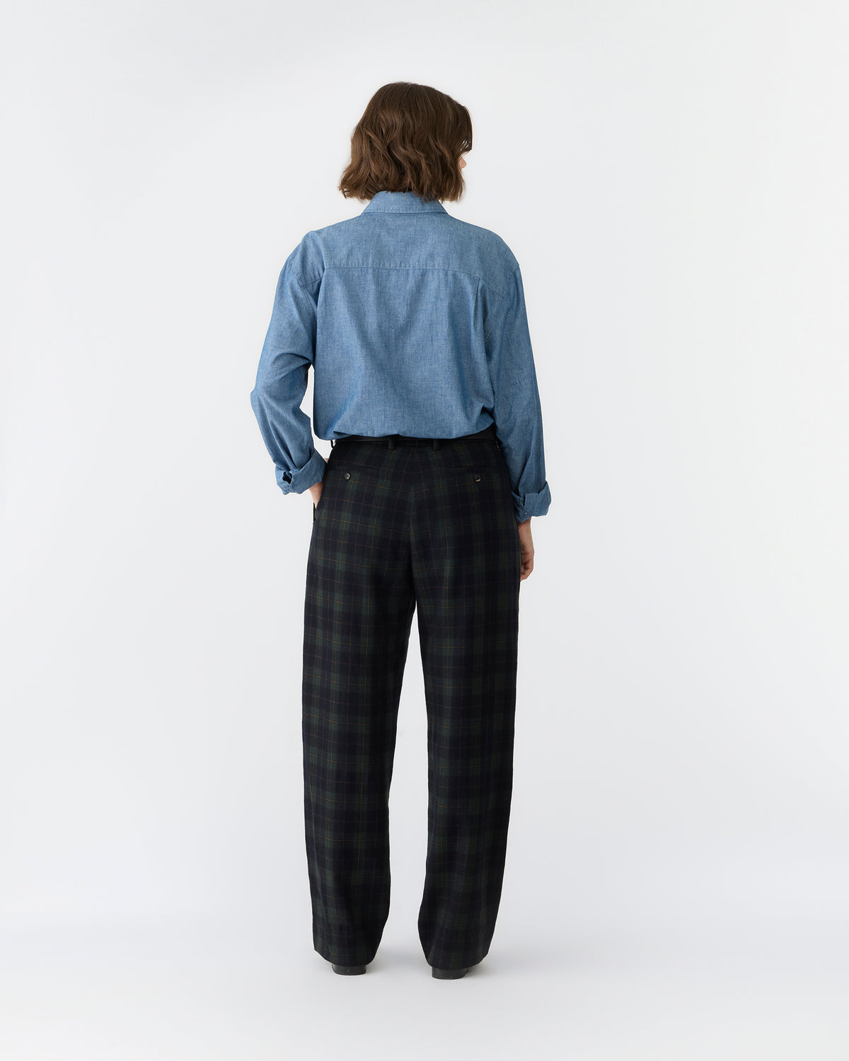 Double-Pleated Tartan Trouser