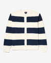 Noah - Cotton Sweater Cardigan - White/Navy - Swatch