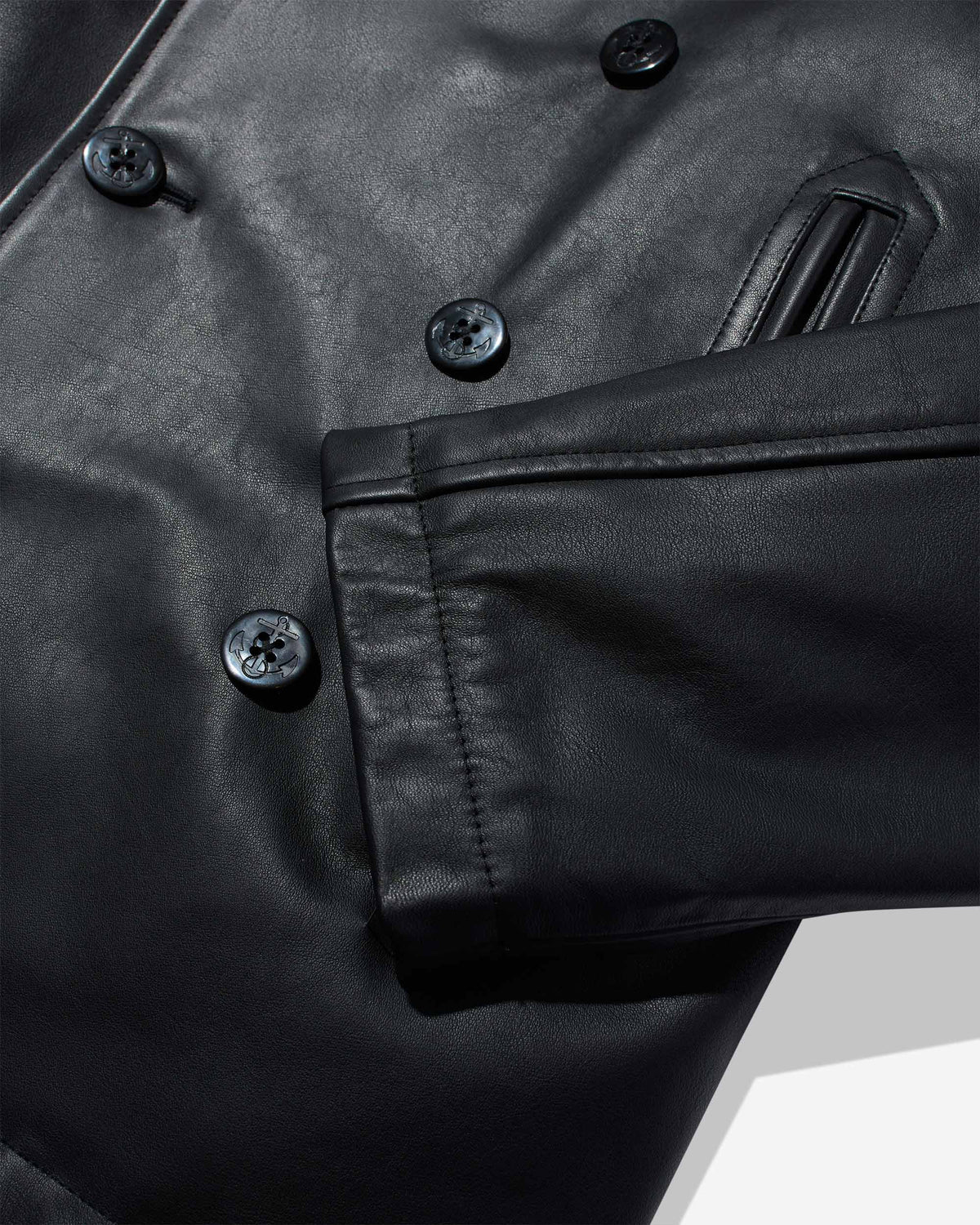 Insulated Leather Peacoat