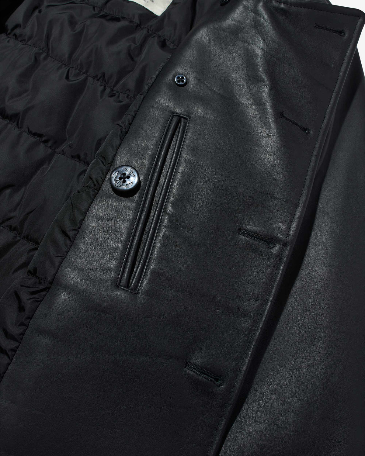 Insulated Leather Peacoat