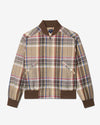 Noah - Linen Varsity Jacket - Brown Plaid - Swatch