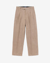 Noah - Linen Double-Pleat Trousers - Brown/Navy - Swatch