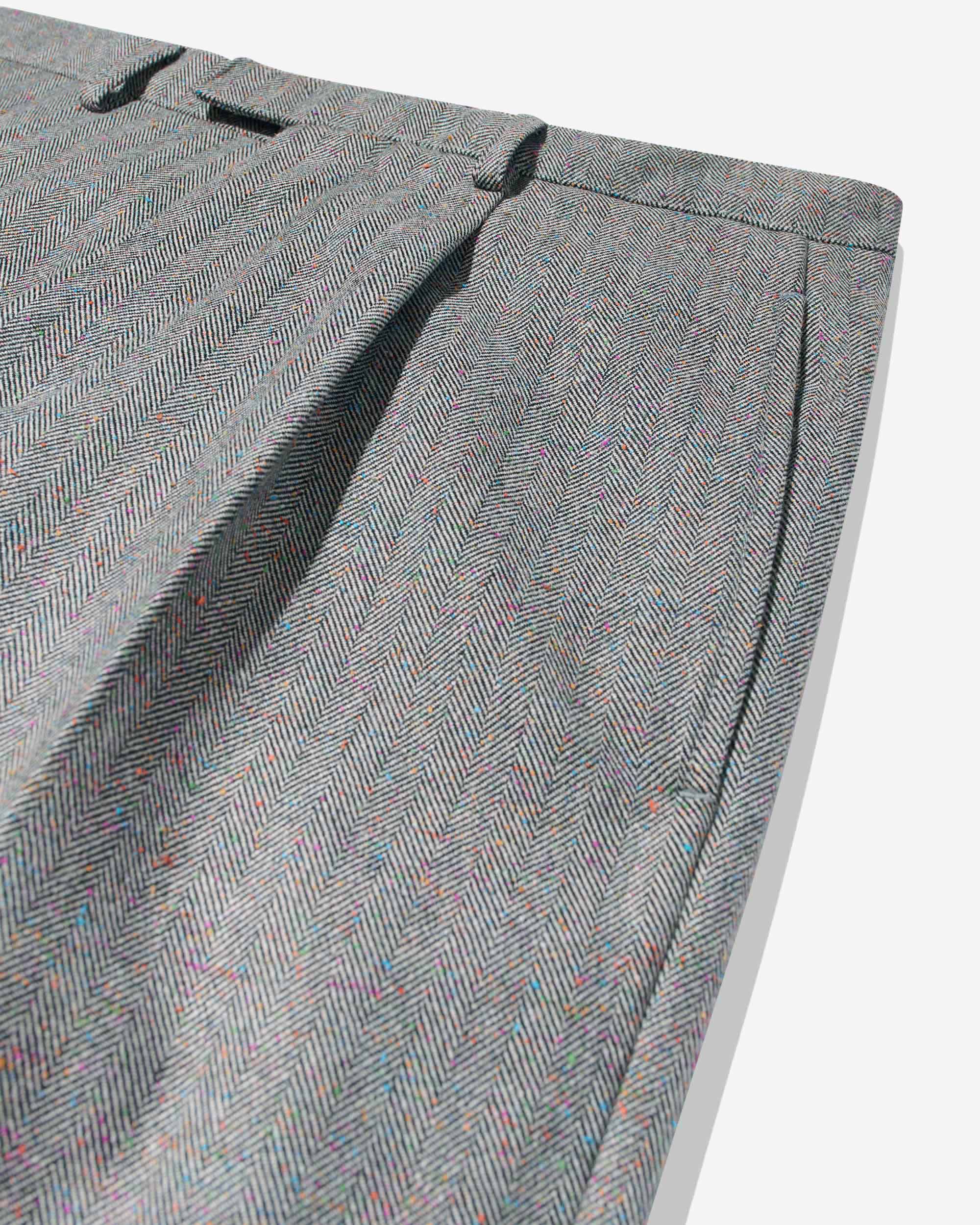 Single-Pleat Herringbone Donegal Trousers - Noah
