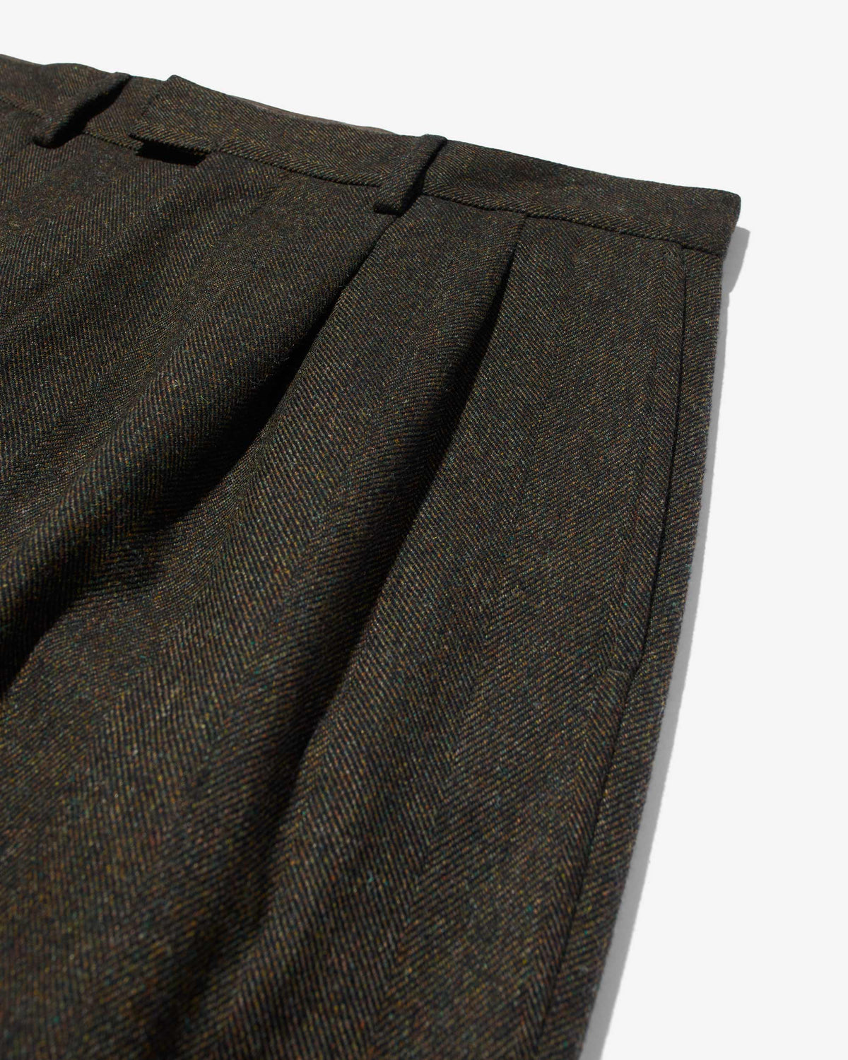 Wool Herringbone Double-Pleat Trouser