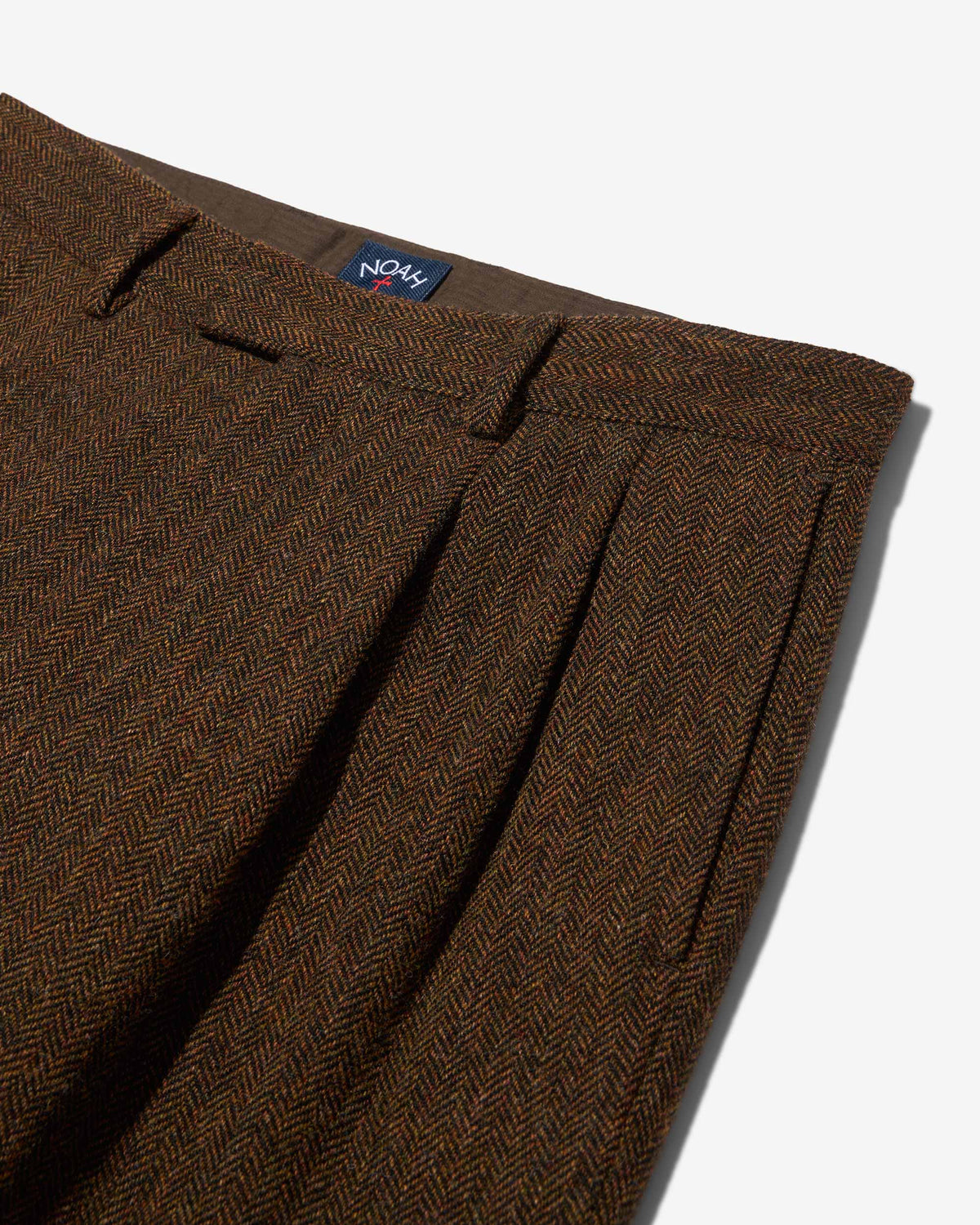 Double-Pleat Wool Herringbone Trousers