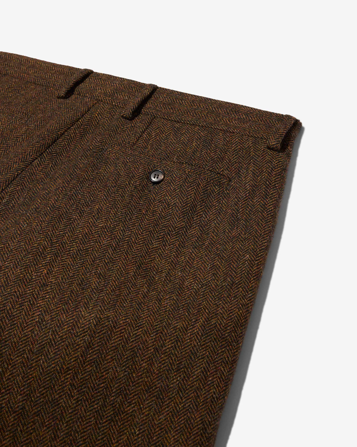 Double-Pleat Wool Herringbone Trousers