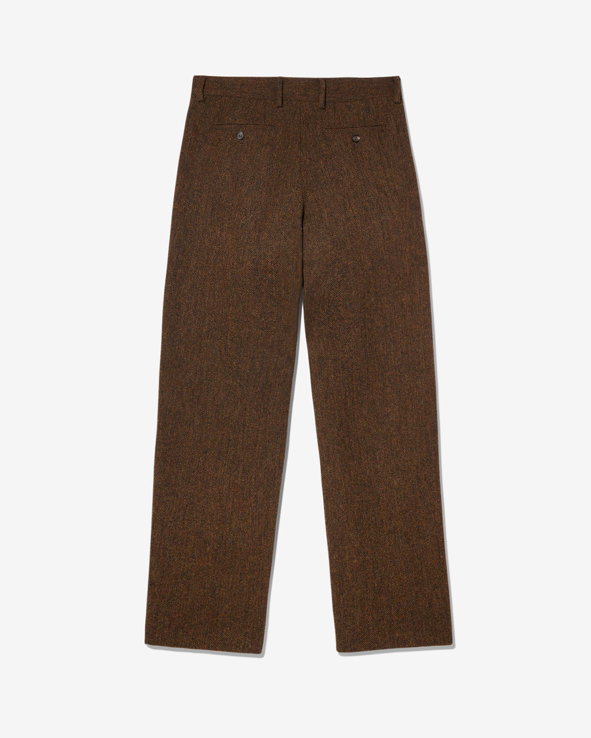 Double-Pleat Wool Herringbone Trousers