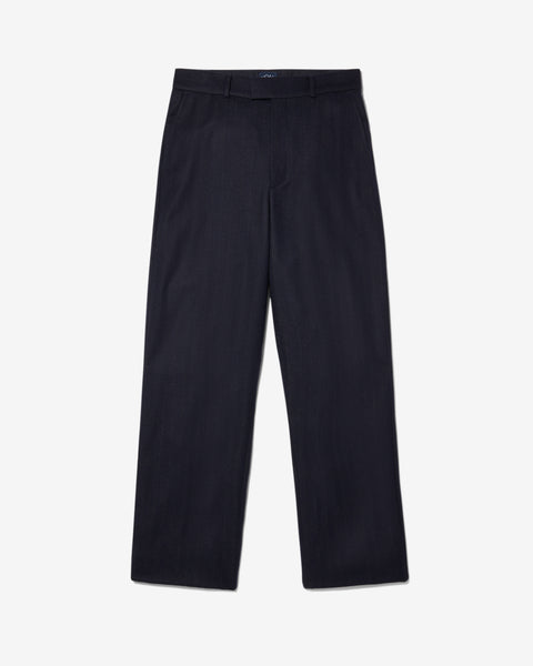 Flat Front Chalk Stripe Wool Trouser - Noah