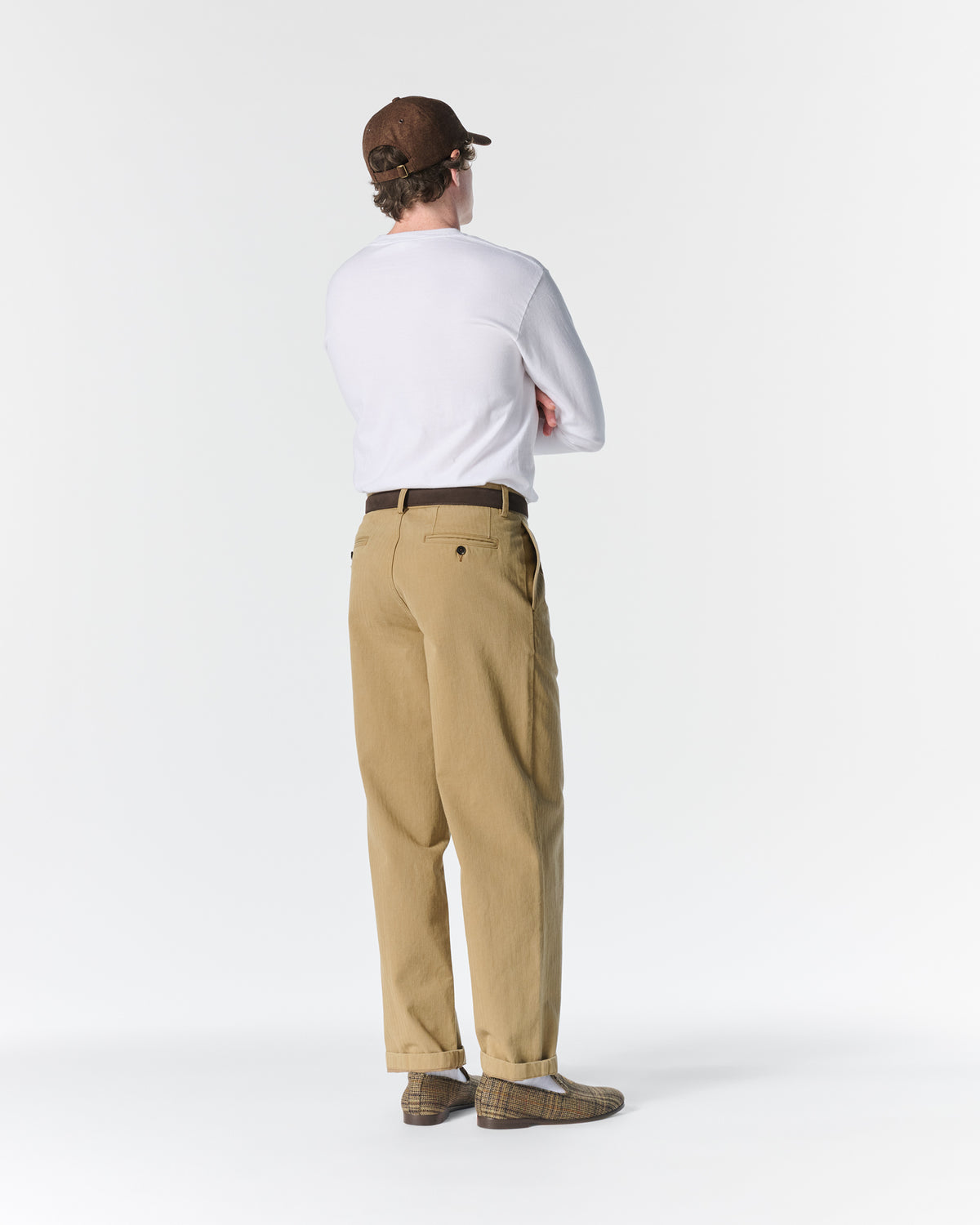 Double-Pleat Herringbone Pant