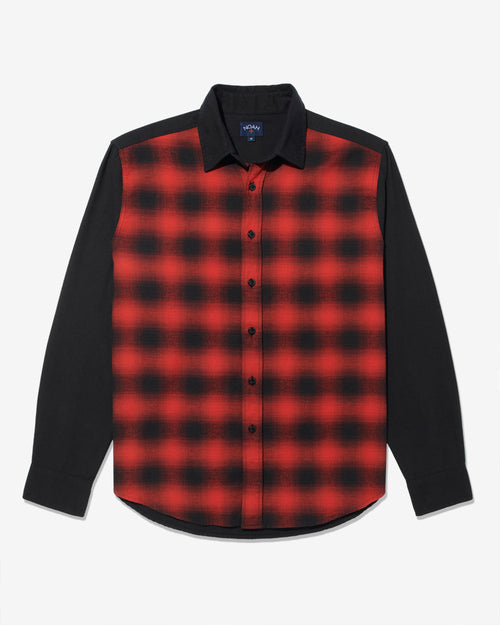 Noah - Plaid Panel Shirt-Black/Red
