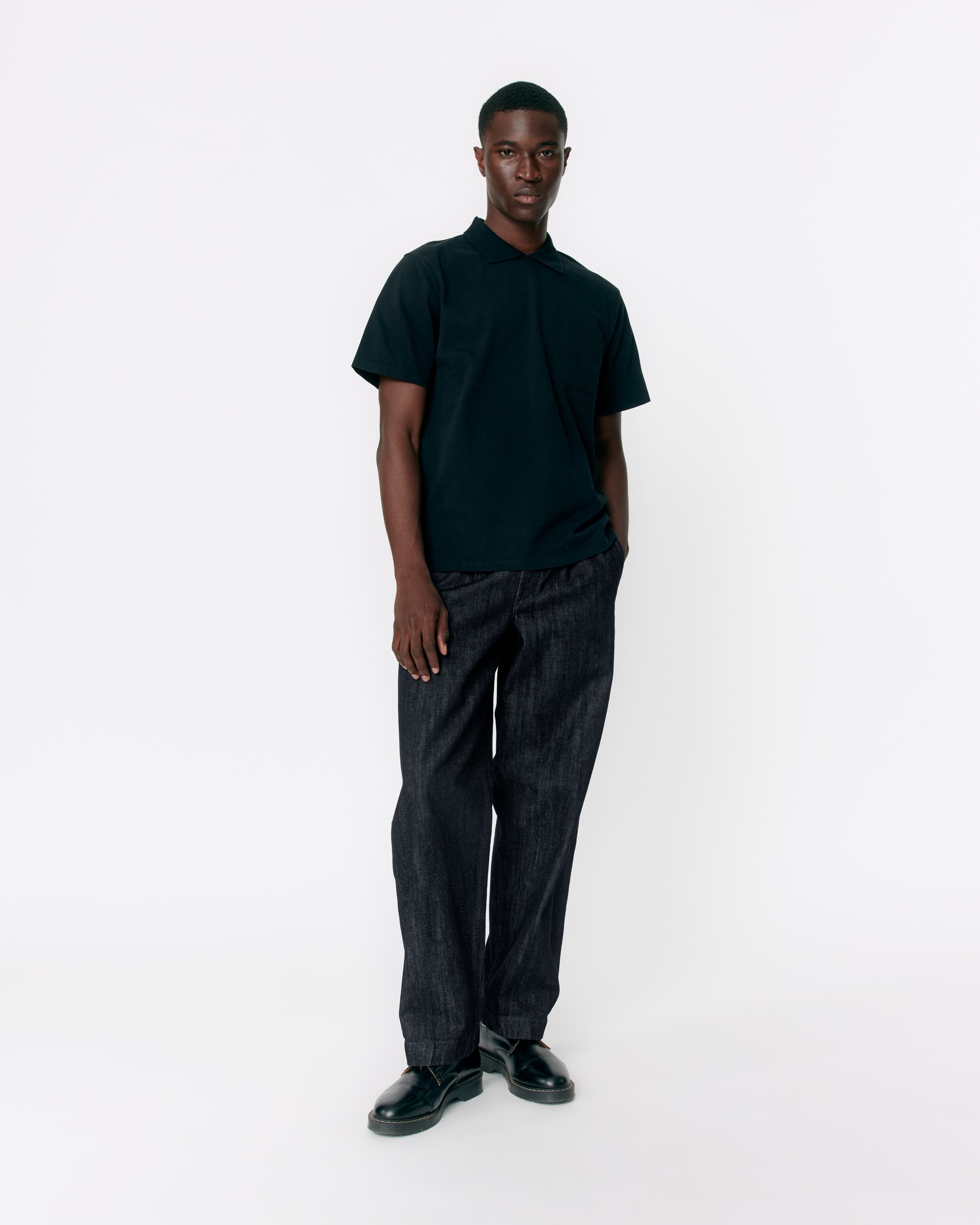 Double-Pleated Denim Pant - Noah