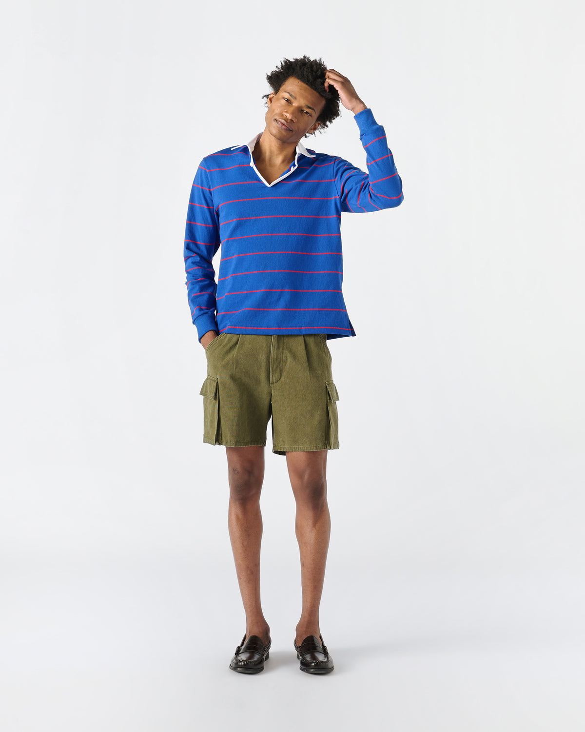 Striped Button Tab Rugby
