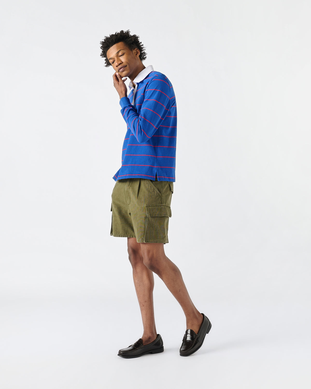 Striped Button Tab Rugby