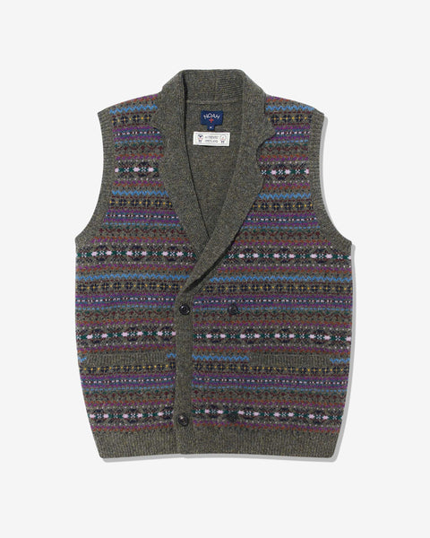 Fair Isle Double-Breasted Shetland Sweater Vest - Noah