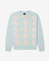 Noah - Pastel Argyle Shetland Sweater - Blue - Swatch