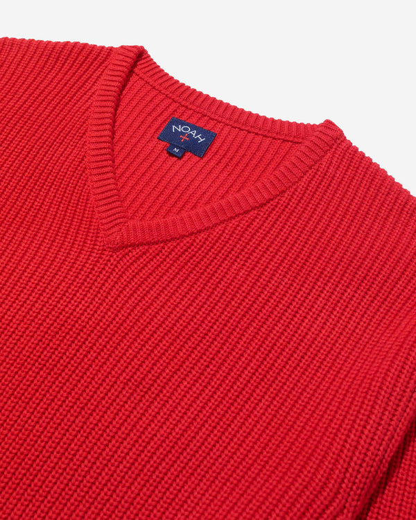 Noah - V-Neck Shaker Stitch Sweater - Detail