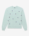 Noah - Embroidered Shetland Sweater - Seafoam - Swatch