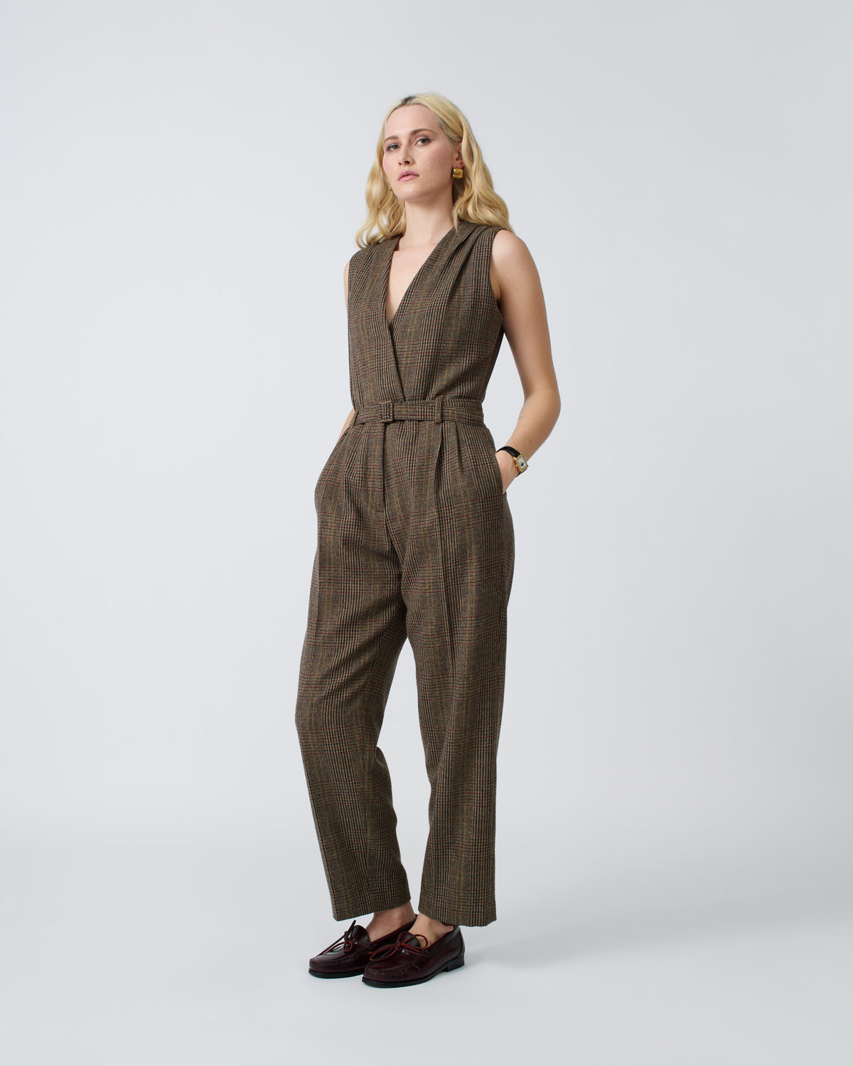 Pleated Wool Jumpsuit