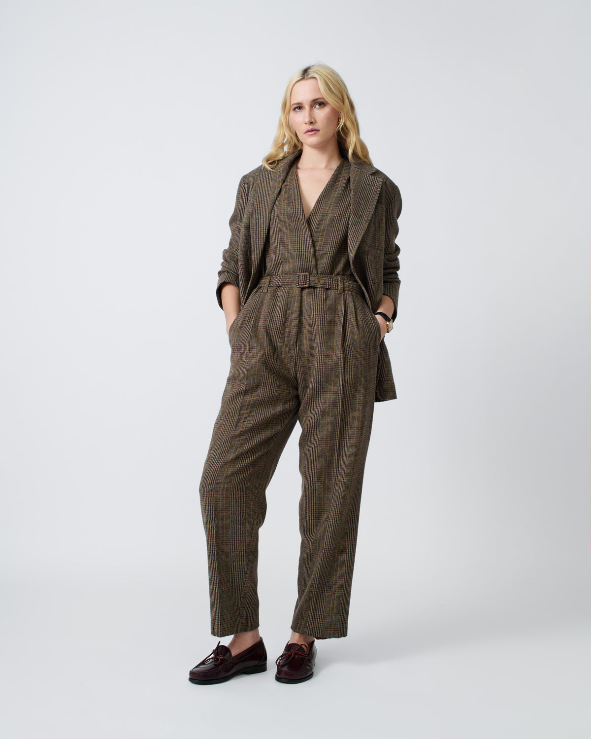 Pleated Wool Jumpsuit