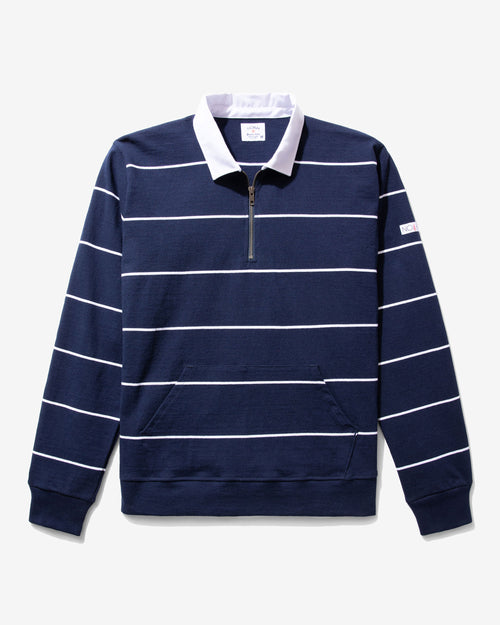Noah - Quarter-Zip Rugby Pullover-Navy/White